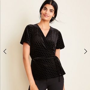 Ann Taylor velvet dot wrap top